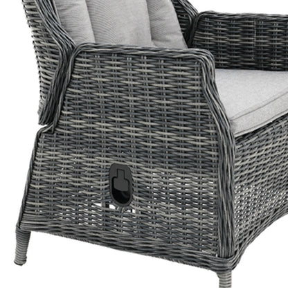 Hawaii 3 Piece Recliner Chat Set - Castle Grey/Grey