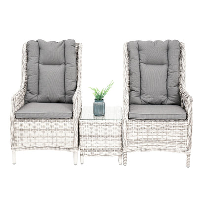 Hawaii 3 Piece Recliner Chat Set - Zen White/Grey