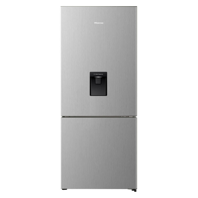 Hisense 415L Bottom Mount Fridge Freezer with Water Dispenser - Stainless Steel