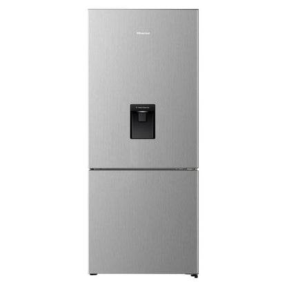 Hisense 415L Bottom Mount Fridge Freezer with Water Dispenser - Stainless Steel