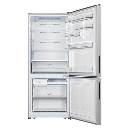Hisense 415L Bottom Mount Fridge Freezer with Water Dispenser - Stainless Steel