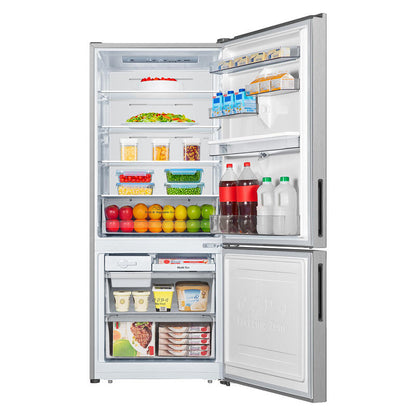 Hisense 415L Bottom Mount Fridge Freezer with Water Dispenser - Stainless Steel