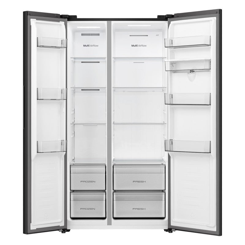 Hisense 541L Side-by-Side Fridge Freezer with Water Dispenser - Black (PureFlat)
