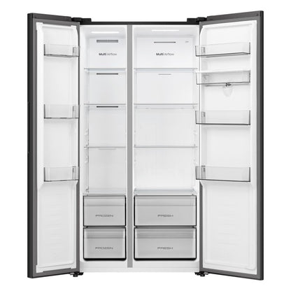 Hisense 541L Side-by-Side Fridge Freezer with Water Dispenser - Black (PureFlat)