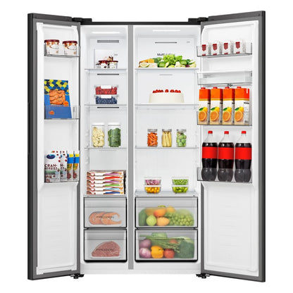 Hisense 541L Side-by-Side Fridge Freezer with Water Dispenser - Black (PureFlat)