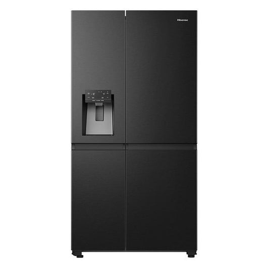 Hisense 632L Side-by-Side Fridge Freezer with Ice & Water Dispenser - Black