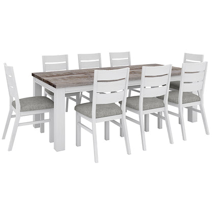 Homestead 9 Piece Dining Suite - White/Timber