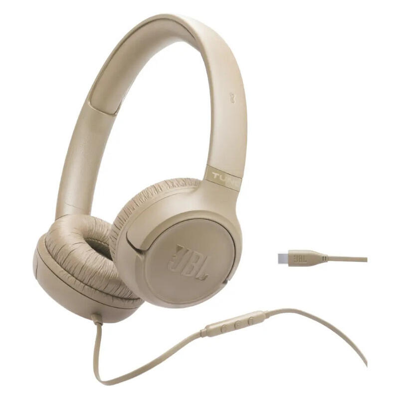 JBL Tune 530 USB-C Wired On-Ear Headphones – Beige