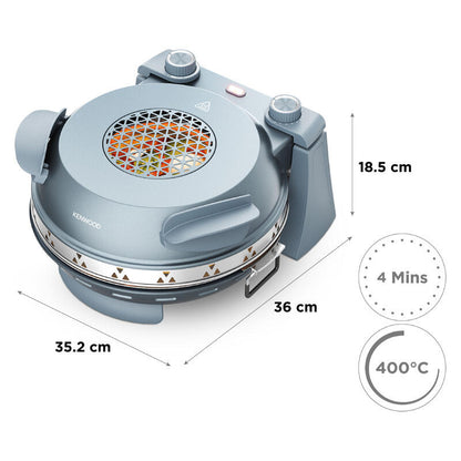Kenwood waffle maker shown on a white background with dimension labels (35.2 cm, 36 cm, 18.