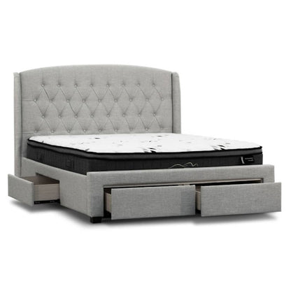 Kingston Queen Upholstered Storage Bed - Stone