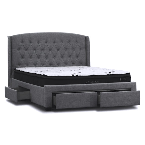 Kingston King Upholstered Storage Bed - Dark Grey