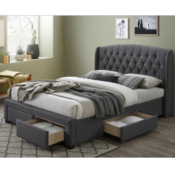 Kingston King Upholstered Storage Bed - Dark Grey