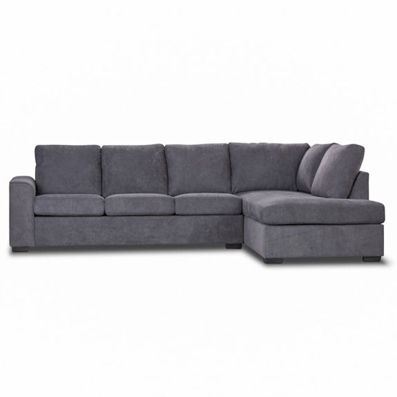 Kristie 3 Seater Fabric Sofa with RHF Chaise - Dark Grey