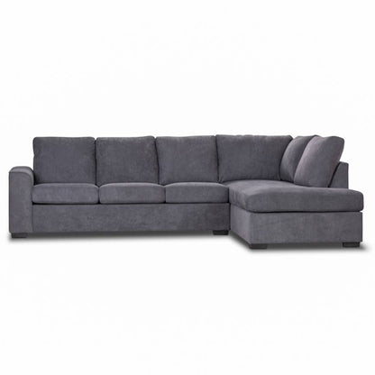 Kristie 3 Seater Fabric Sofa with RHF Chaise - Dark Grey