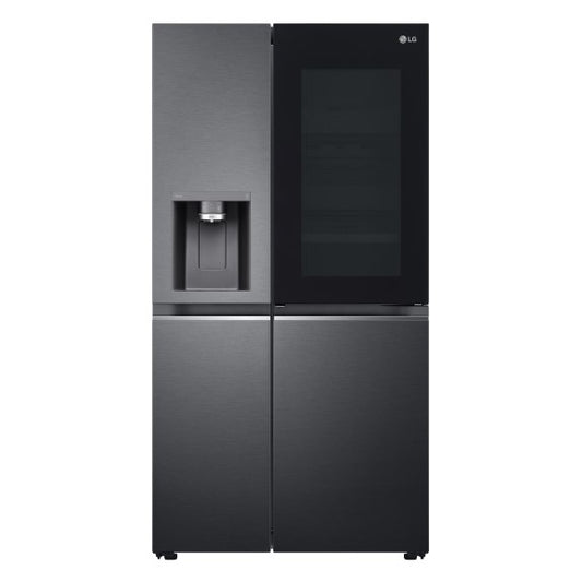 LG 635L Side-by-Side Fridge Freezer with InstaView - Matte Black