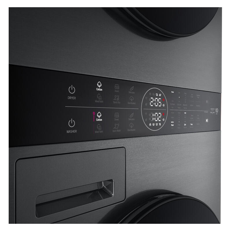 LG WASHTOWER COMPACT ALL-IN-ONE STACKED WASHER DRYER - BLACK 12/10KG