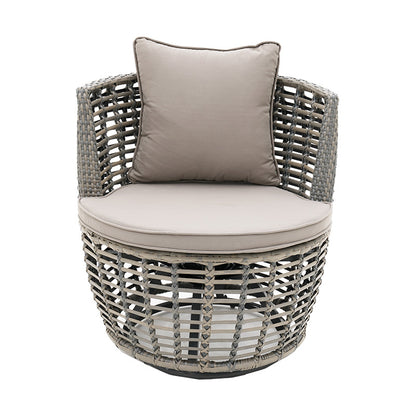 Luca 3 Piece Swivel Chat Set - Grey/Taupe