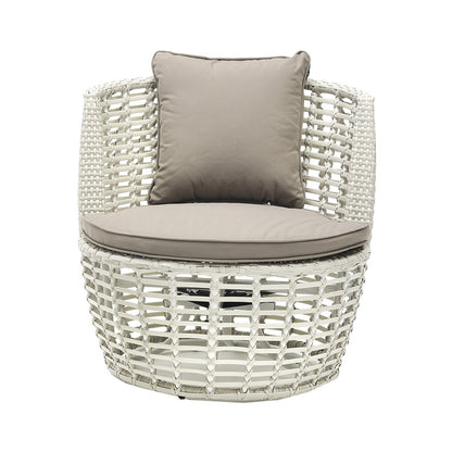 Luca 3 Piece Swivel Chat Set - Grey White/Taupe