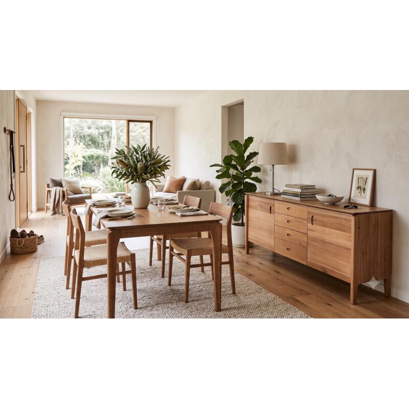 Lusso 240cm Tasmanian Oak Dining Table - Clear Lacquer