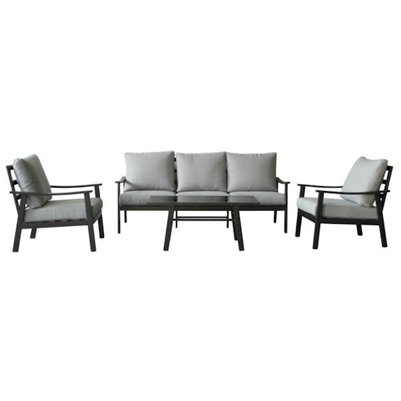 Marni 4  Piece Outdoor Lounge Setting - Charcoal/Dark Grey