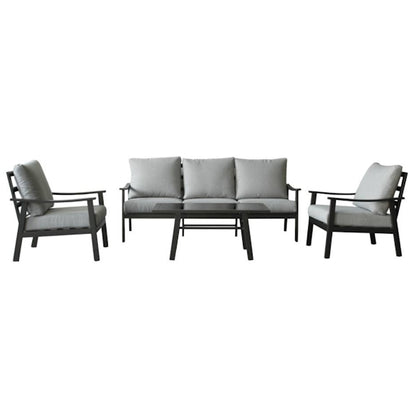 Marni 4  Piece Outdoor Lounge Setting - Charcoal/Dark Grey