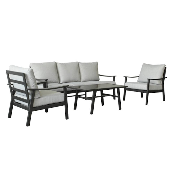 Marni 4  Piece Outdoor Lounge Setting - Charcoal/Dark Grey