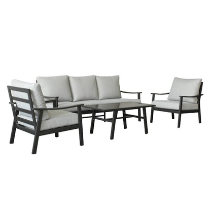 Marni 4  Piece Outdoor Lounge Setting - Charcoal/Dark Grey