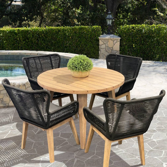 Marrakesh 5 Piece Outdoor Timber Dining Setting -  Natural/Black