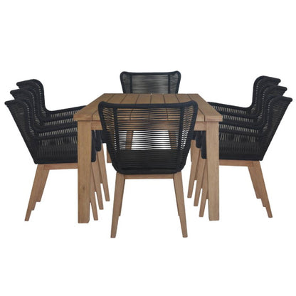 Marrakesh 9 Piece Outdoor Timber Dining Setting - Natural/Black