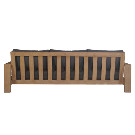 Marrakesh Outdoor 3 Seater Timber Sofa with Chaise - Natural/Charcoal