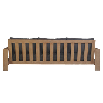Marrakesh Outdoor 3 Seater Timber Sofa with Chaise - Natural/Charcoal