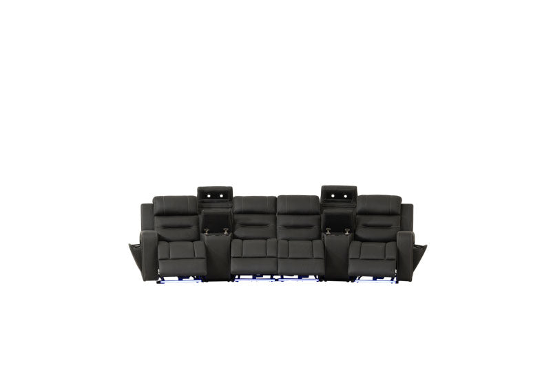 Matrix 4 Seater Home Theatre Electric Recliner Lounge - Jet