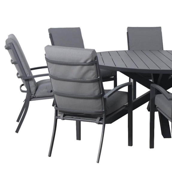Matzo Aluminium High Back Dining Chair - Gunmetal/Charcoal