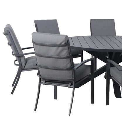 Matzo Aluminium High Back Dining Chair - Gunmetal/Charcoal