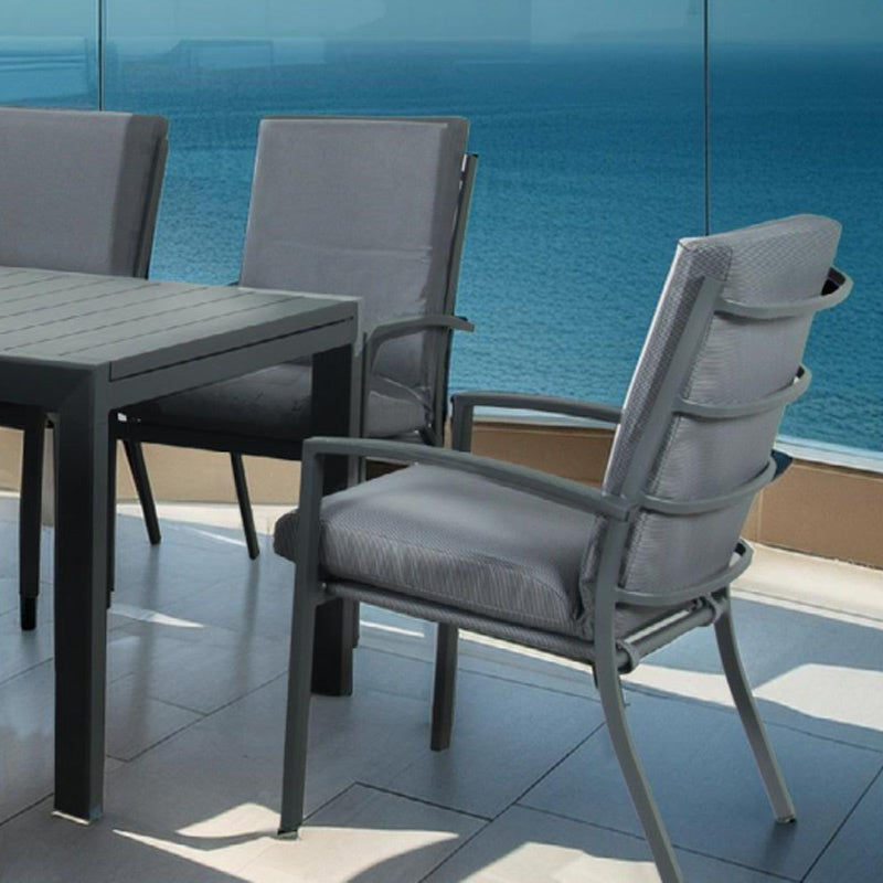 Matzo Aluminium High Back Dining Chair - Gunmetal/Charcoal