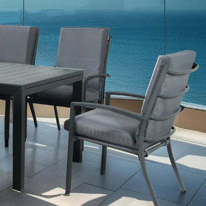 Matzo Aluminium High Back Dining Chair - Gunmetal/Charcoal