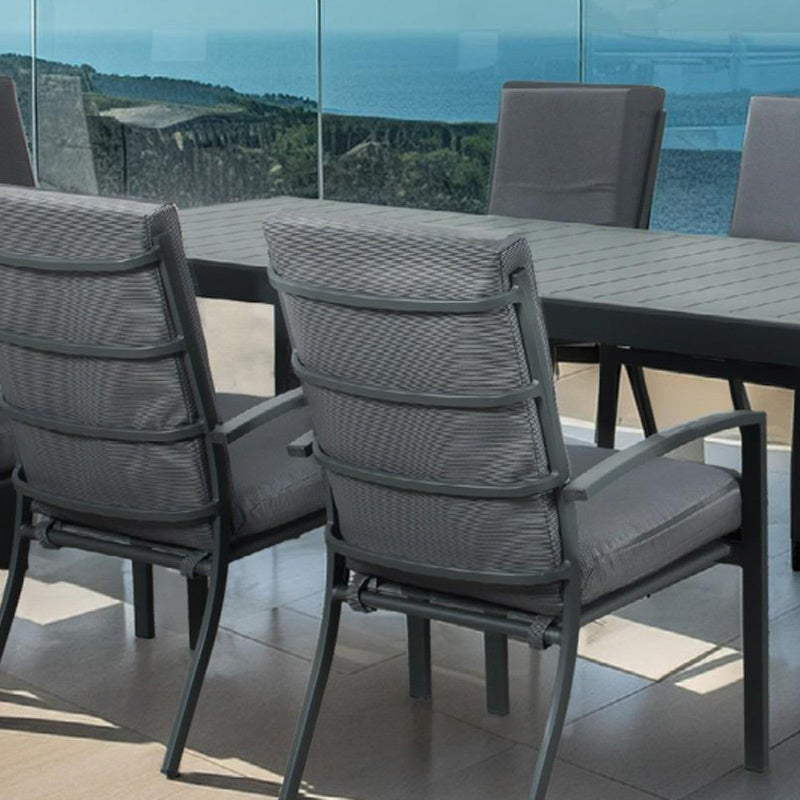 Matzo Aluminium High Back Dining Chair - Gunmetal/Charcoal