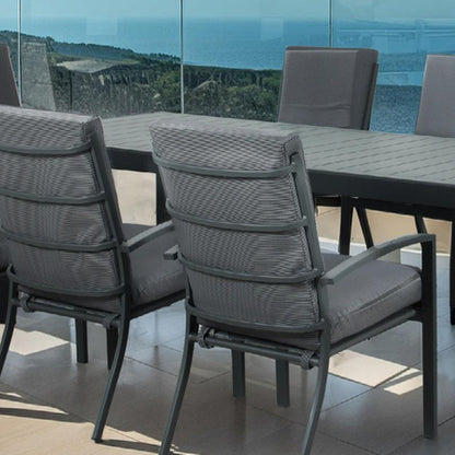 Matzo Aluminium High Back Dining Chair - Gunmetal/Charcoal