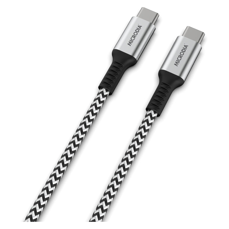 Microdia 1.3m ExeCable Tweed PD100W USB-C to USB-C Cable - Zebra