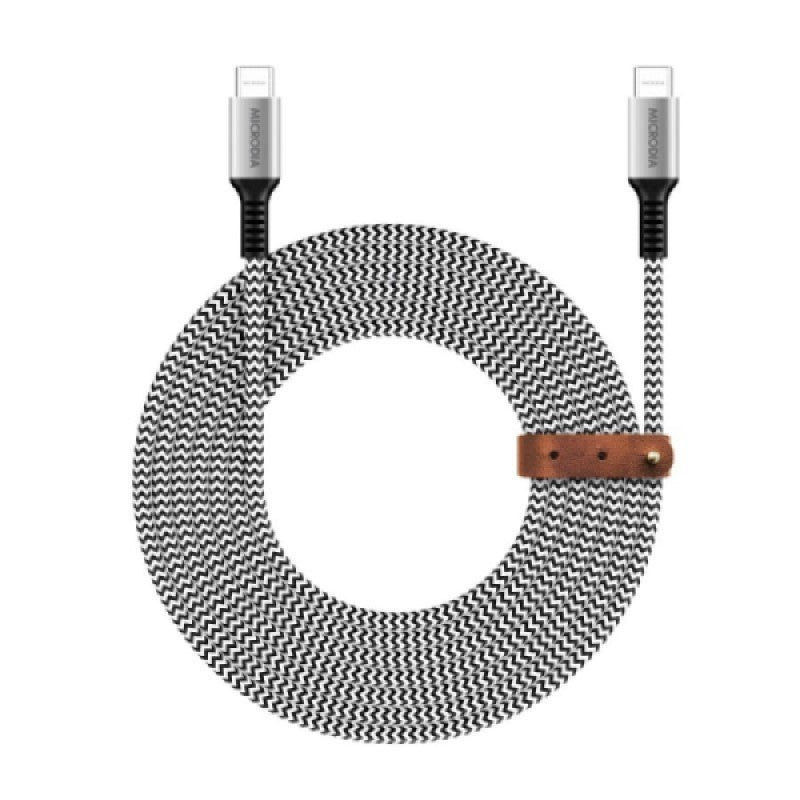 Microdia 1.8m ExeCable Tweed PD240W USB-C to USB-C Cable - Zebra