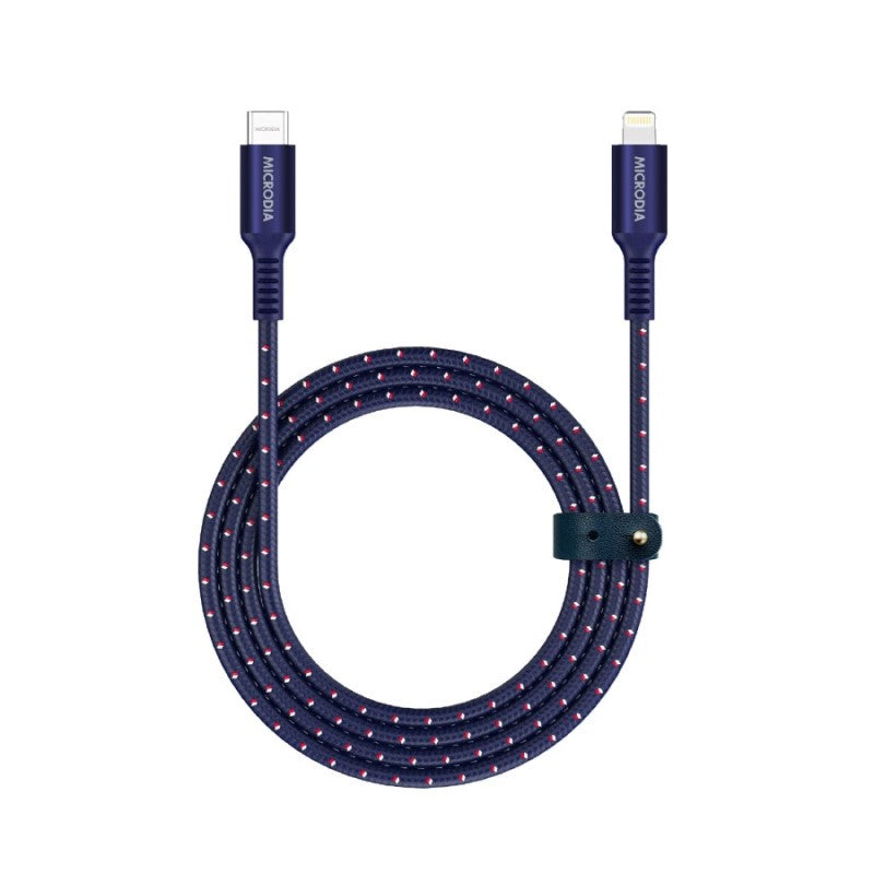 Microdia 1.3m ExeCable Tweed PD60W USB-C to Lightning Cable - Navy