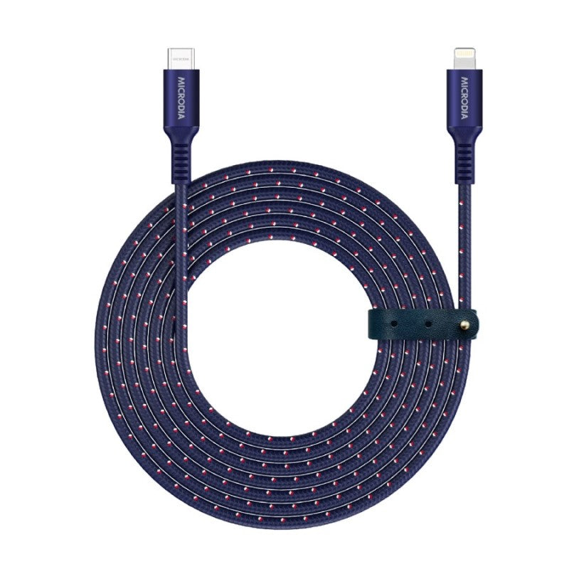 Microdia 2.6m ExeCable Tweed PD60W USB-C to Lightning Cable - Navy