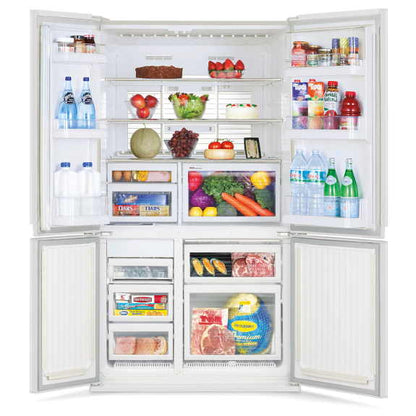 Mitsubishi Electric 580L Quad Door Fridge Freezer - White (L4 Glass Series)