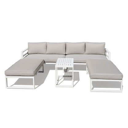 New Moon 5 Piece Modular Outdoor Lounge Setting - White/Biege