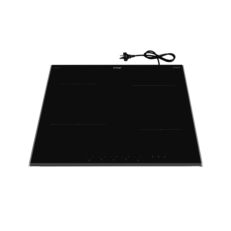 Omega 60cm 4-Zone Induction Cooktop with Power Phasing - Black Glass