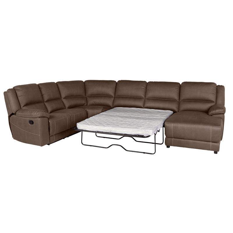 Oregon 6 Seater Fabric Corner Recliner with Chaise and Sofa Bed - Graphite