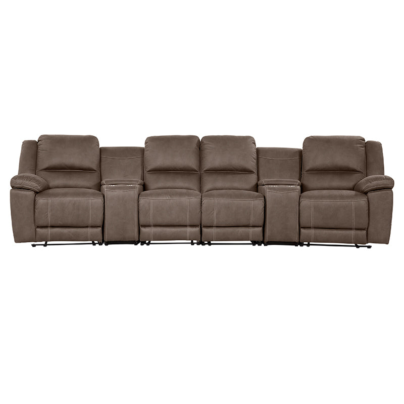 Oregon 4 Seater Fabric Home Theatre Recliner - Graphite