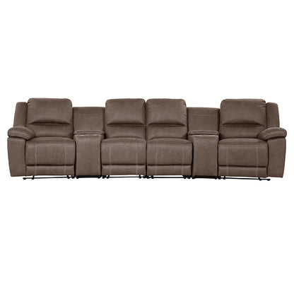 Oregon 4 Seater Fabric Home Theatre Recliner - Graphite