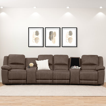 Oregon 4 Seater Fabric Home Theatre Recliner - Graphite