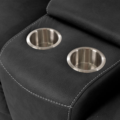 Oregon 4 Seater Fabric Home Theatre Recliner - Jet